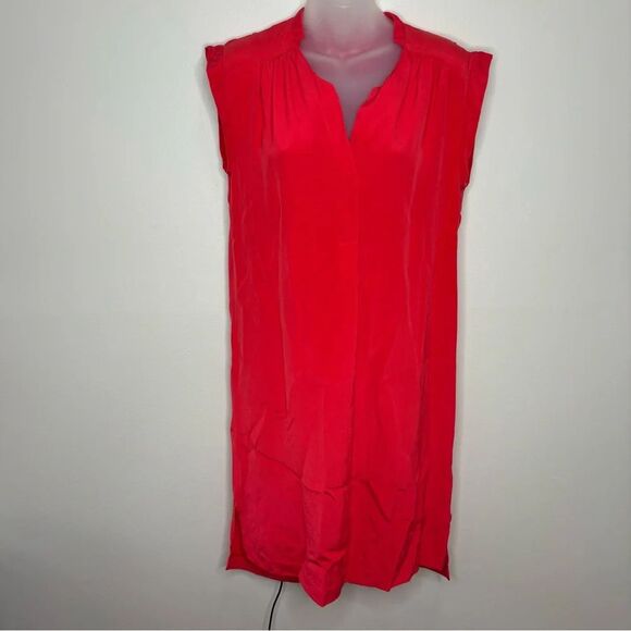 Rebecca Taylor 100% Silk Red shirt Dress size 2 simple classic - Picture 1 of 7